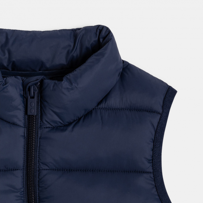 Синьо пухено яке без ръкави