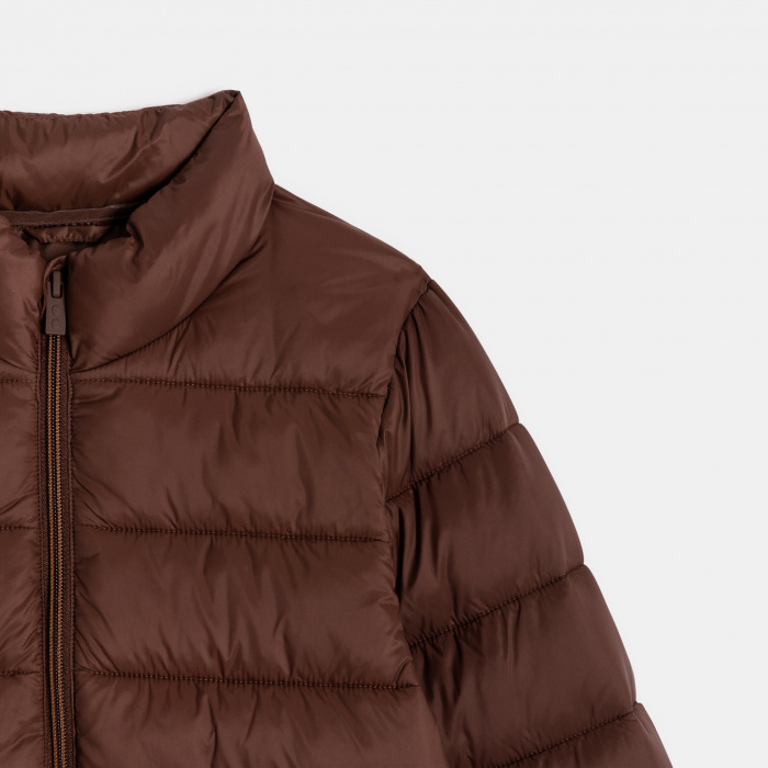 Кафяво пухено яке с висока яка