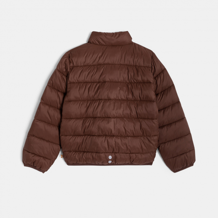 Кафяво пухено яке с висока яка