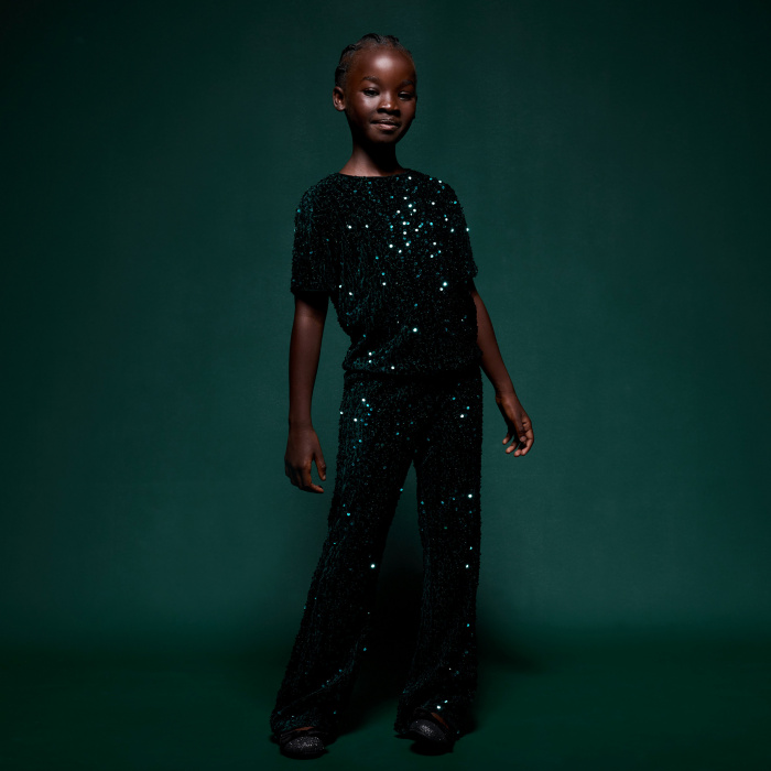 Зелени панталони с пайети