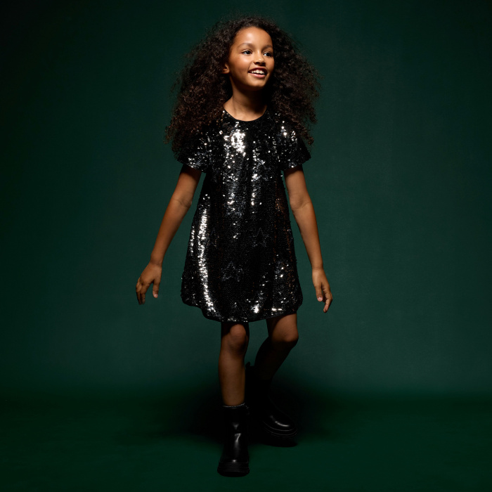 Сива рокля с пайети