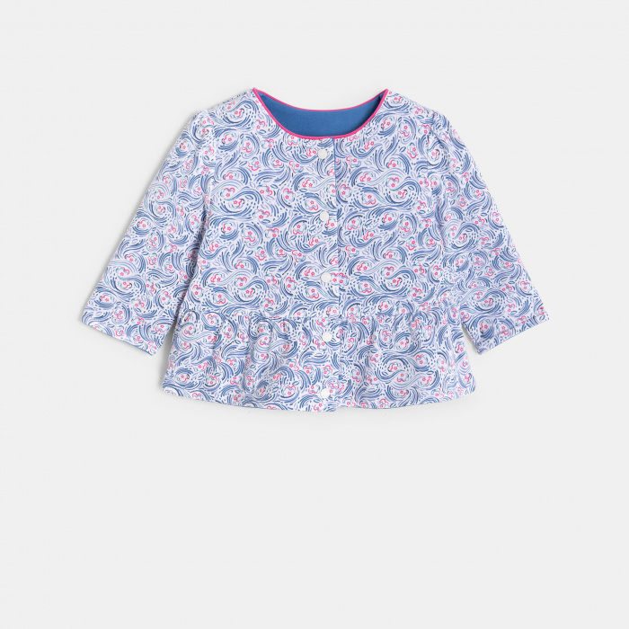 Двулицев син суитшърт с копчета