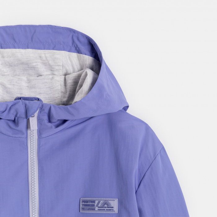 Лилаво яке с качулка и контрастен цип