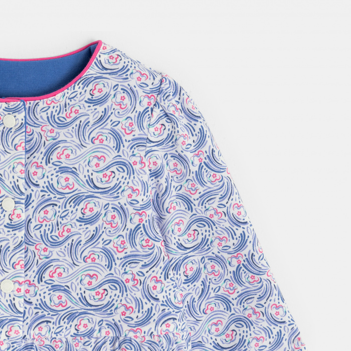 Двулицев син суитшърт с копчета