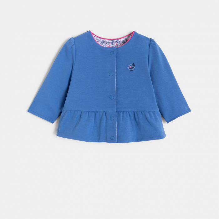 Двулицев син суитшърт с копчета