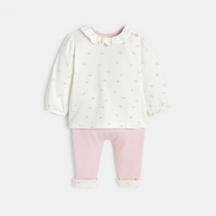 Розов комплект с флорален принт