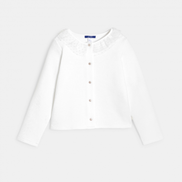 Бяла жилетка с волани