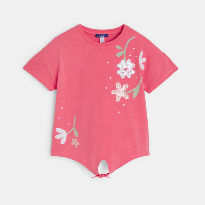 Розова тениска с мотиви на цветя