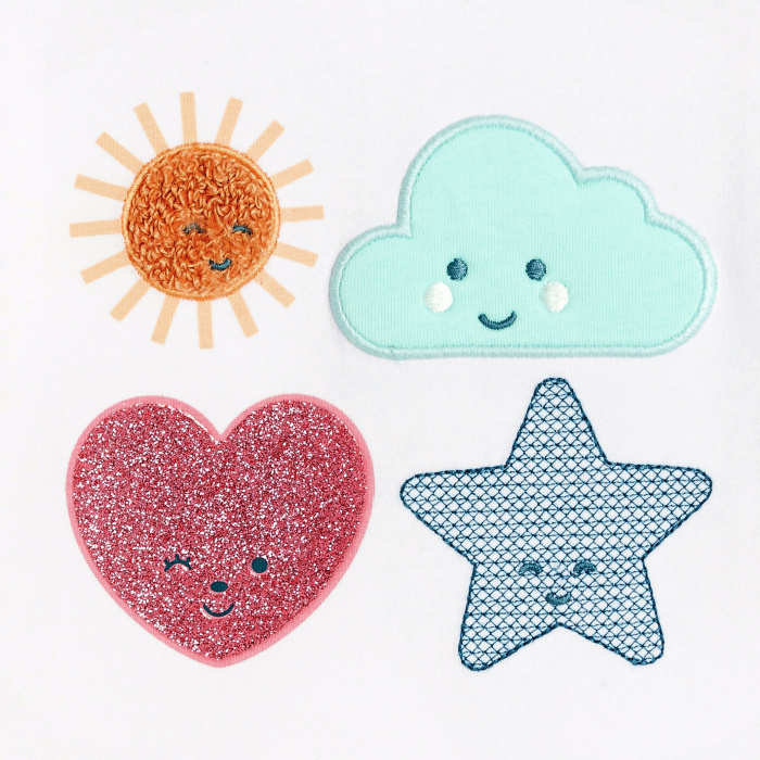 Бяла тениска с дълъг ръкав и апликации