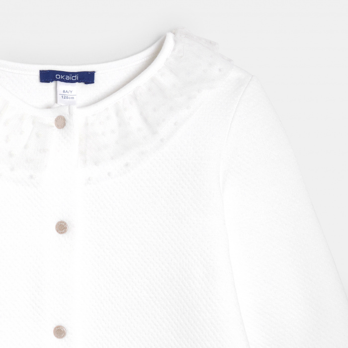 Бяла жилетка с волани