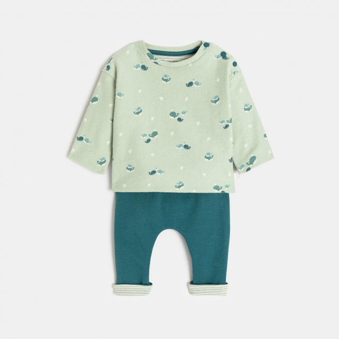 Зелен комплект с щампи