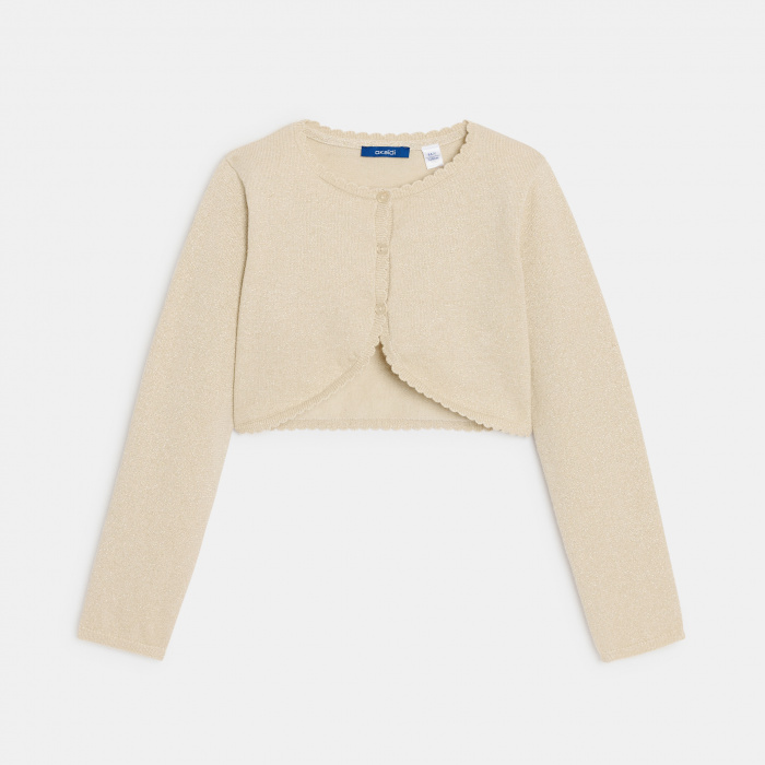 Лъскава плетена бежова жилетка