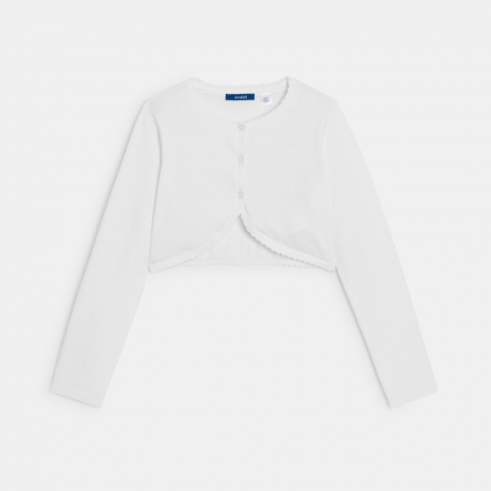 Бяла къса плетена жилетка