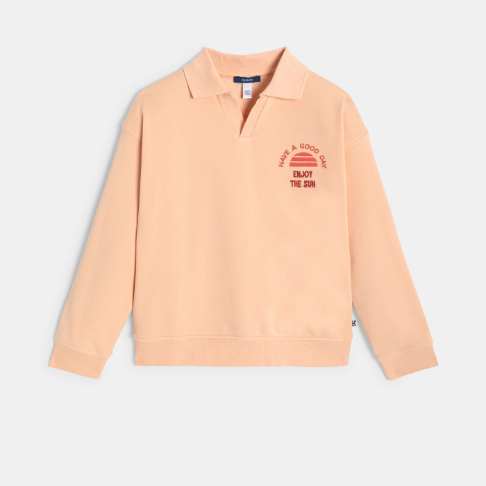 Оранжев суитшърт с поло яка