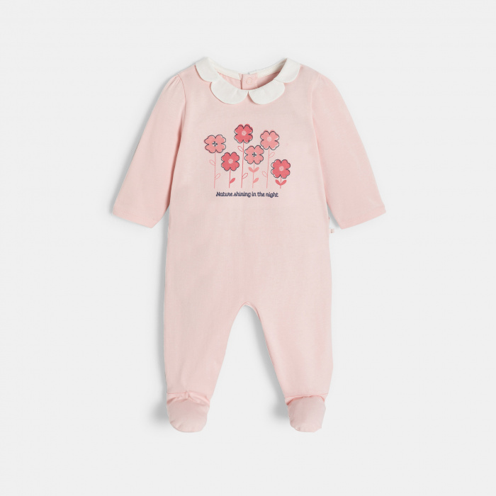 Розова пижама с флорален принт