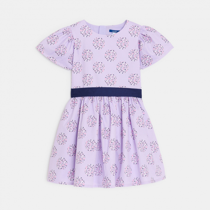 Лилава рокля с флорален принт