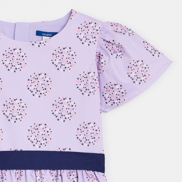 Лилава рокля с флорален принт