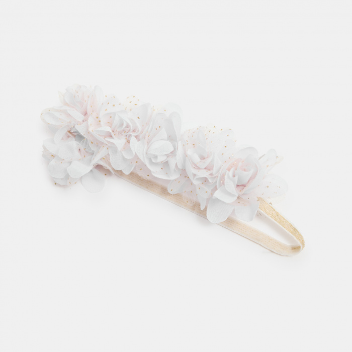 Бяла лента за глава с цветя