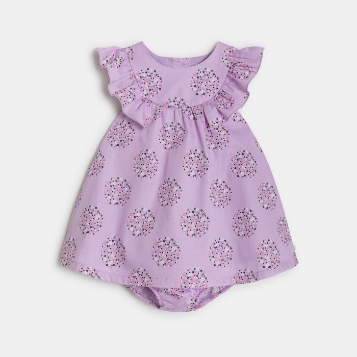 Лилава флорална рокля