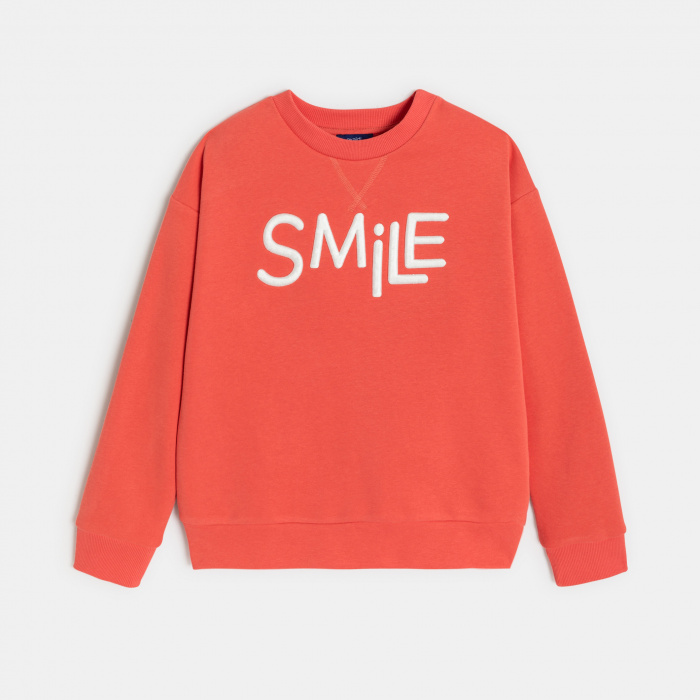 Оранжев суитшърт с бродиран надпис