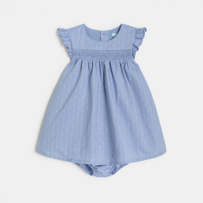 Синя рокля с флорален принт