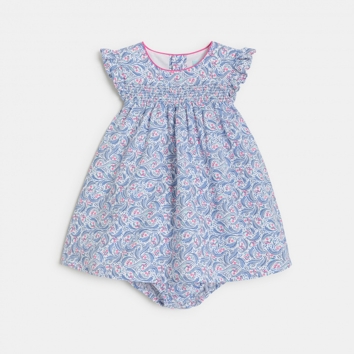 Синя рокля с флорален принт