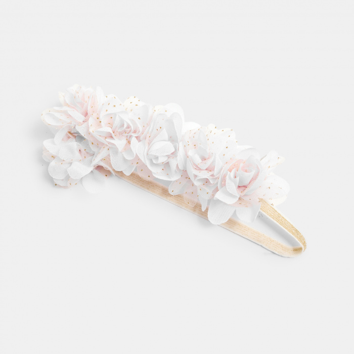 Бяла флорална лента за глава