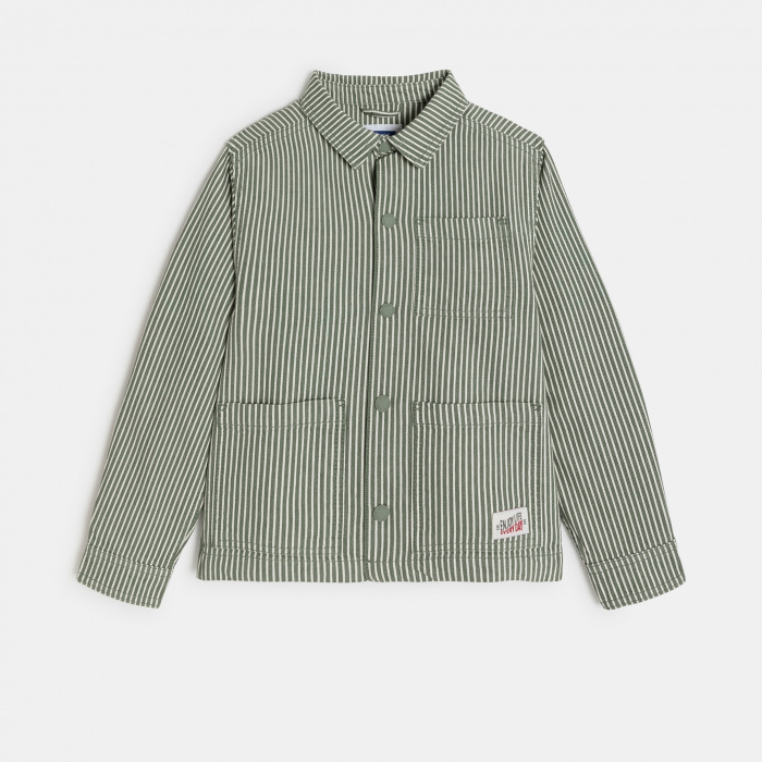 Зелено раирано яке тип риза