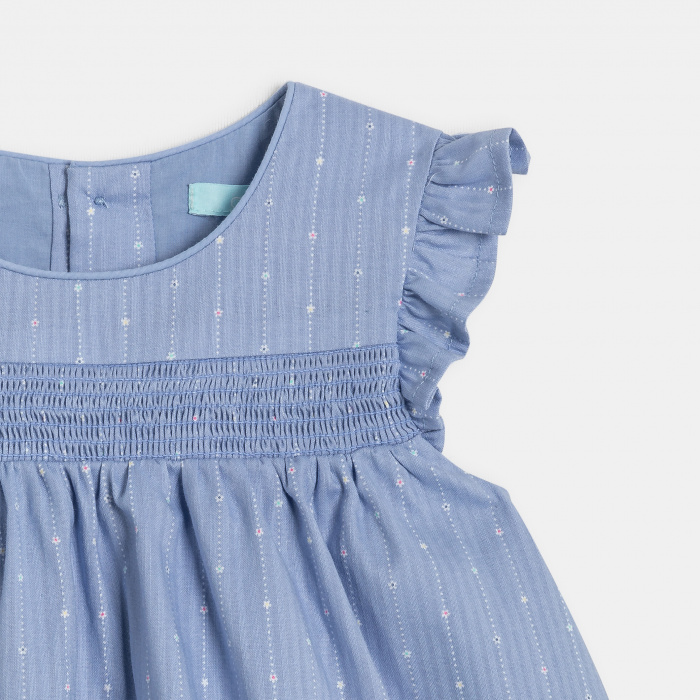 Синя рокля с флорален принт