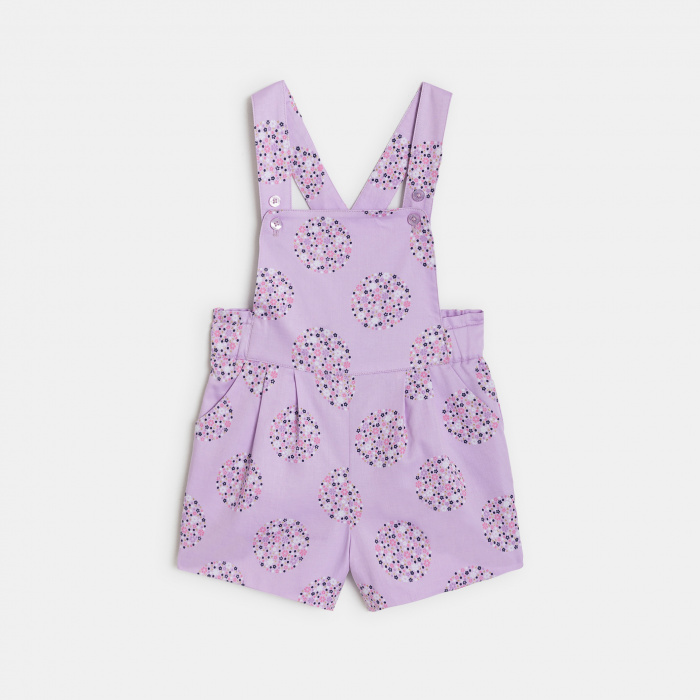 Къс лилав гащеризон и тениска