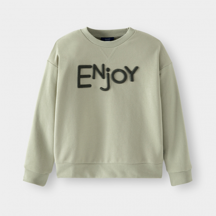 Зелен суитшърт с бродиран надпис