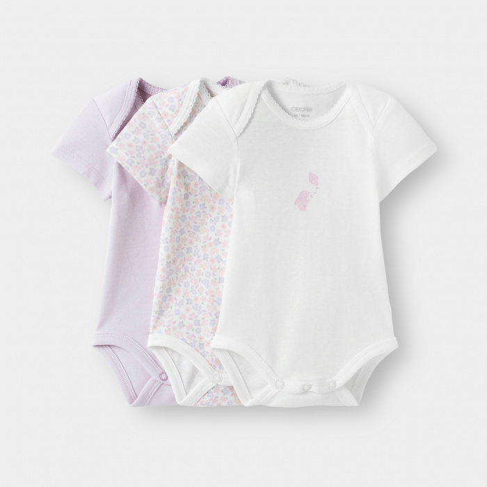 Боди с яка с копчета (комплект от 3 бр.)