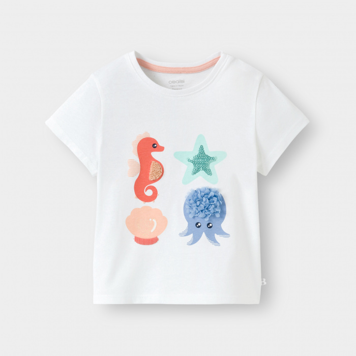 Бяла сензорна тениска с животни