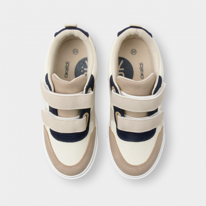 Бежови платнени маратонки с велкро