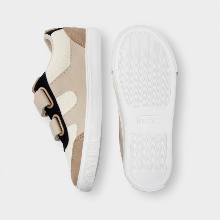 Бежови платнени маратонки с велкро