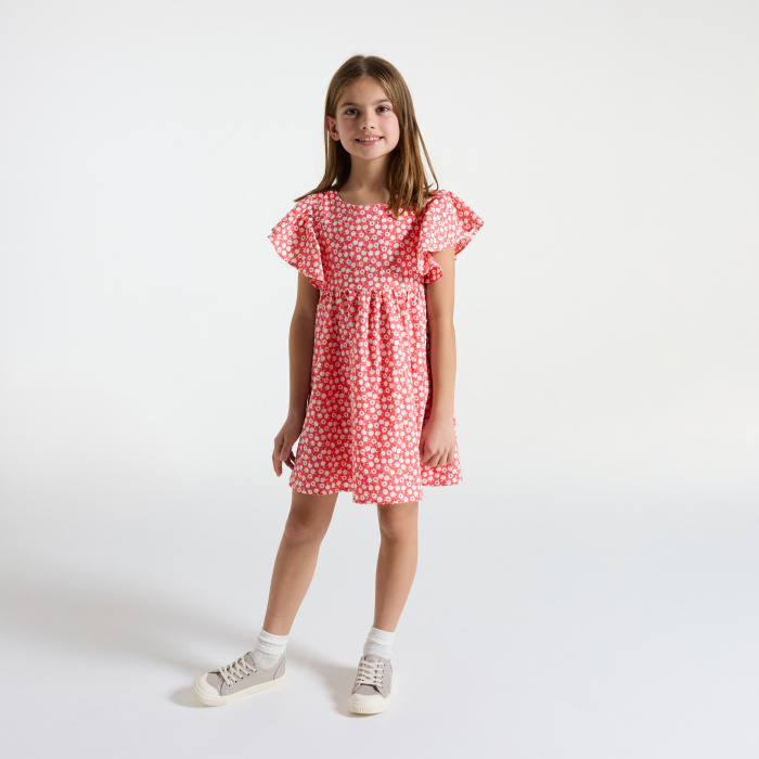 Рокля с розов цветен принт