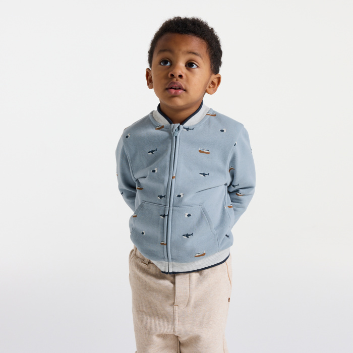 Син суитшърт с морски принт