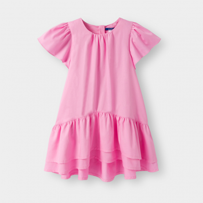 Розова рокля с волани