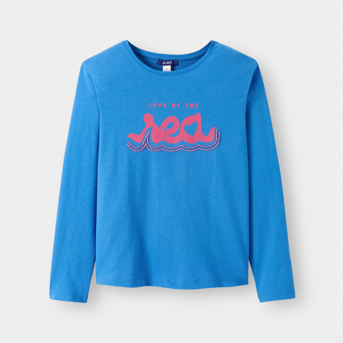 Синя тениска с надпис