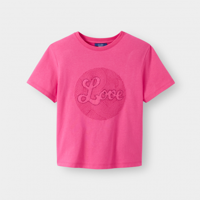 Розова бродирана тениска