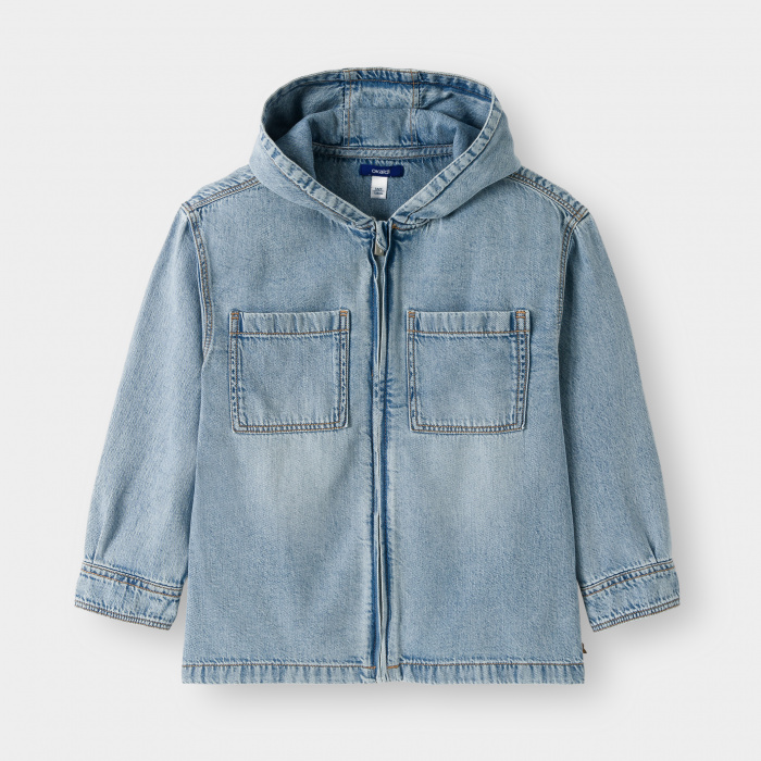 Синьо дънково яке с качулка