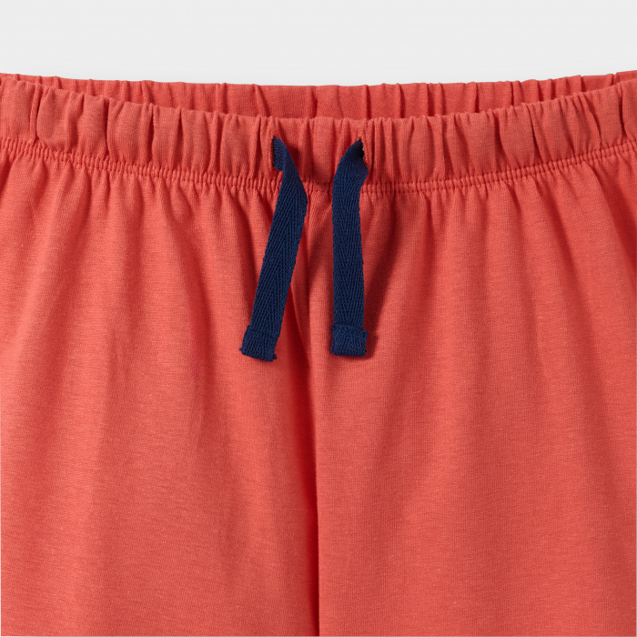 Червена къса пижама с динозавър