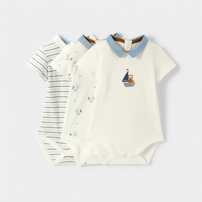 Комплект бодита с морски мотиви (пакет от 3 бр.)