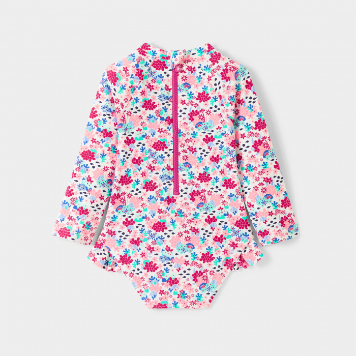 Розов бански с флорални мотиви