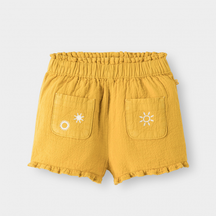 Жълти памучни къси панталони