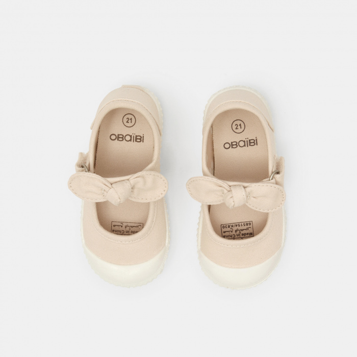 Розови платнени балеринки с панделка