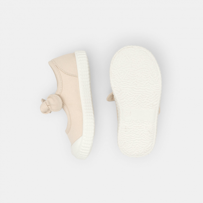 Розови платнени балеринки с панделка