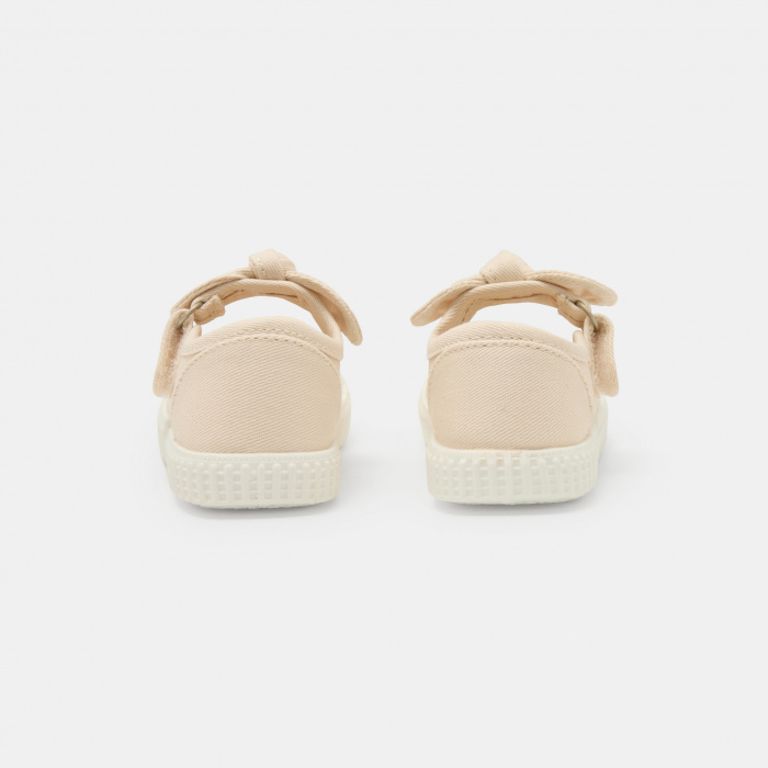 Розови платнени балеринки с панделка