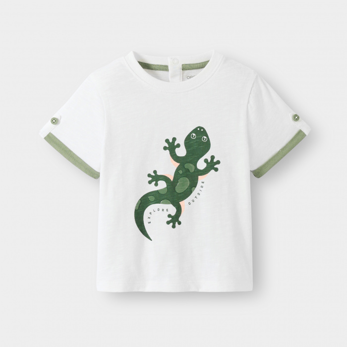 Бяла тениска с гущер