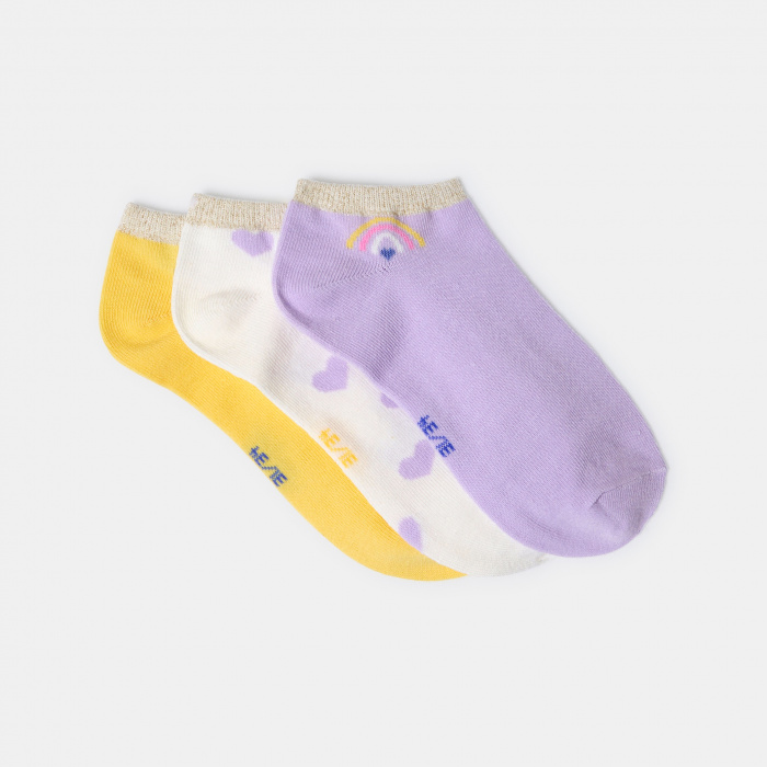 Лилави чорапи до глезена (комплект от 3 бр.)